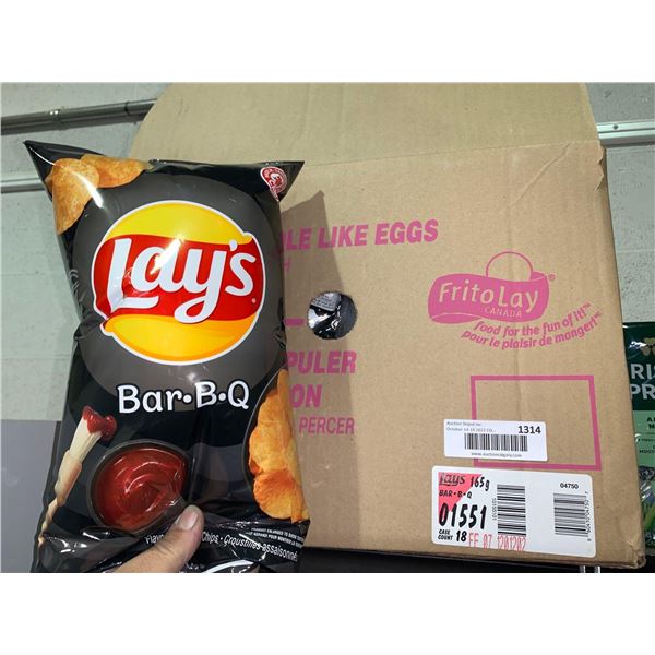 Lays BBQ Chips Case lot of 18x165g