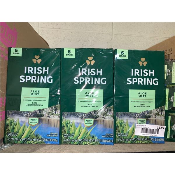 Irish Spring Aloe Mist Soap case lot of 18 bars