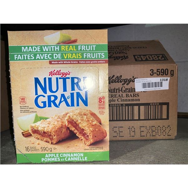 Nutrigrain apple cinnamon bars case lot of 3 x 590g