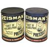 Image 1 : General store pretzel tins (2), Reisman's Pretzels, both w/orig lids & in Exc cond, 12"H x 10"Dia.