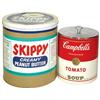 Image 1 : General store oversized product displays, Skippy Peanut Butter bank tin, 10.75"H x 10"Dia & Campbell