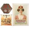 Image 1 : Davenport Cigar candle lamp shade, cdbd w/6 adv panels, Sovereign Cigarettes litho on cdbd printer's