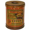 Image 1 : Tiger Mills Pepper bulk store drum from West Broadway, Franklin & Varicks Sts-NY, large wooden drum 
