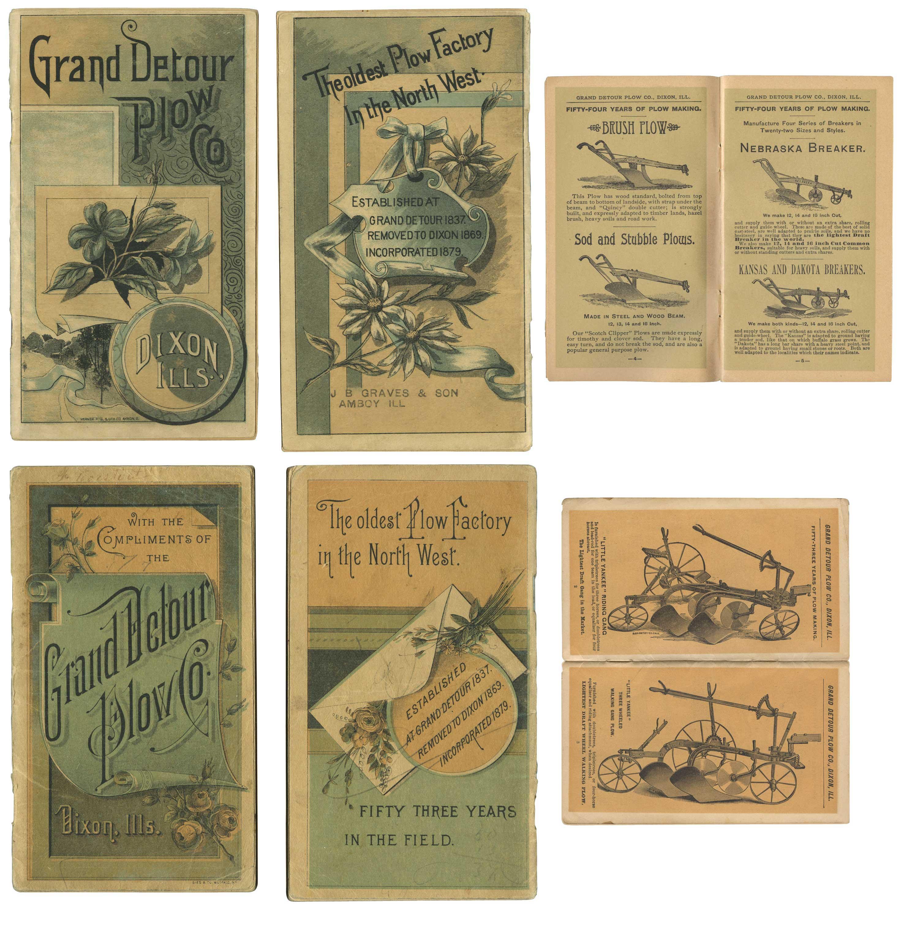 Grand Detour Plow Co. pocket ledgers (2), 1890 & 1891, 14 & 16 pgs