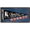Image 1 : Hopalong Cassidy pennant w/6 different Hoppy's Favorite Bread coupons, prof matted & framed, Exc con