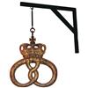 Image 1 : Trade sign for Crown Pretzels, composition w/orig gold paint, complete w/metal bracket, c.1880's, Ex