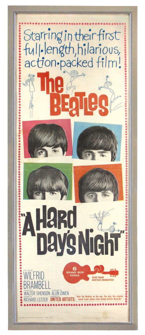 Beatles movie poster, "A Hard Day's Night", a c.1964 original, Exc cond