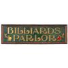 Image 1 : Billiards Parlor sign, large wooden sign w/fancy cutout letters (wood) in heavy contoured frame, Exc