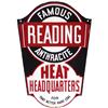 Image 1 : Reading Heat Headquarters porcelain 2-sided hanging sign, VG cond on both sides w/edge wear, 35"H x 