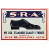 Image 1 : S.R.A. Shoe sign, heavy metal 2-sided flange w/shoe graphics on both sides, colorful red/white & blu