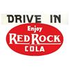 Image 1 : Red Rock Cola "Drive In" 2-sided hanging sign, enamel on heavy diecut metal, Exc cond on both sides,