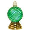 Image 1 : Drug store show globe, Art Deco styled embossed round glass globe on tiered metal base, light in bas