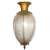 Image 1 : Drug store show globe, Art Deco hanging style globe, teardrop shaped glass globe w/cast metal canopy