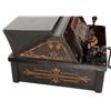 Image 2 : Gem Roller Organ, black case w/wonderful gold stenciling, comes w/10 rolls, Exc working cond, 9"H x 