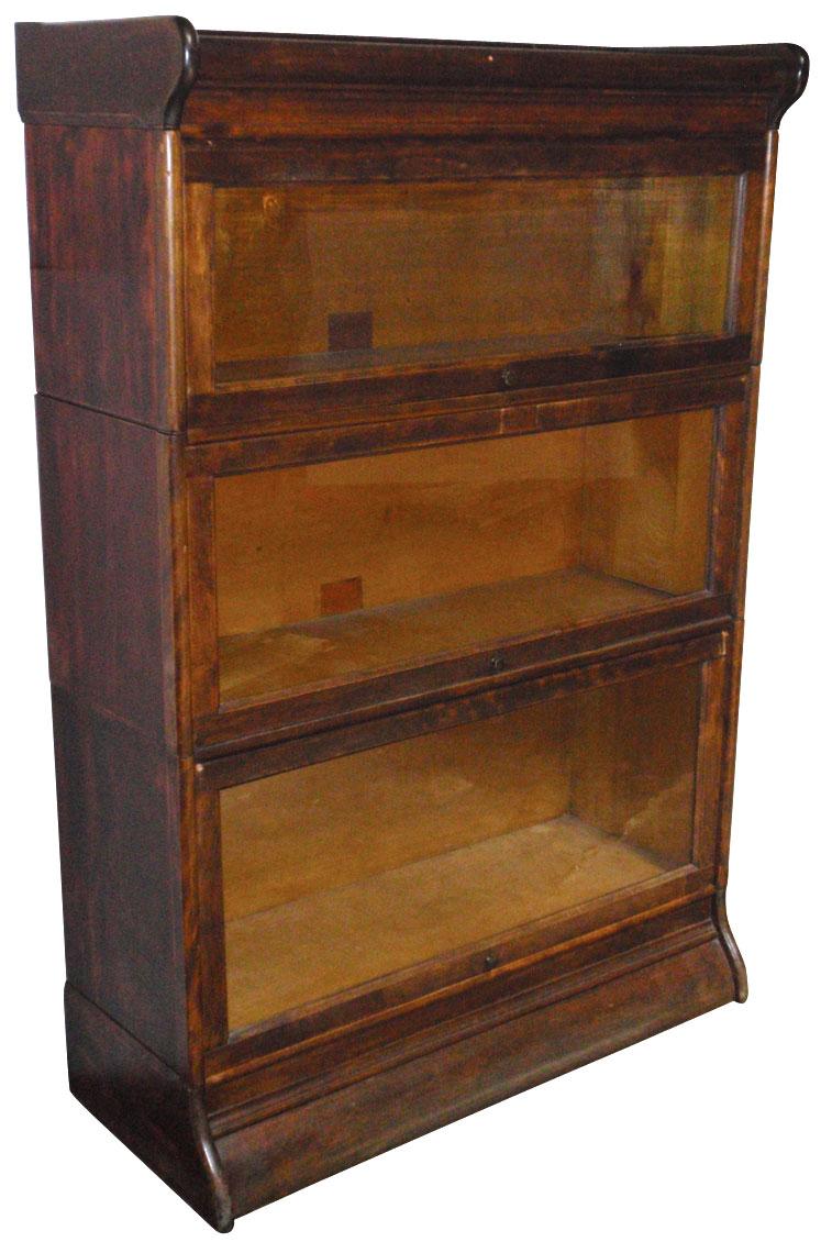 Lawyer's sectional bookcase, Humphrey 3section hardwood w/walnut