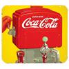 Image 1 : Coca-Cola porcelain dispenser sign, 2-sided hanging sign w/countertop dispenser graphics on both sid