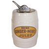 Image 1 : Syrup dispenser, Ginger-Mint Julep, barrel-shaped ceramic dispenser w/adv on front & back, no handle