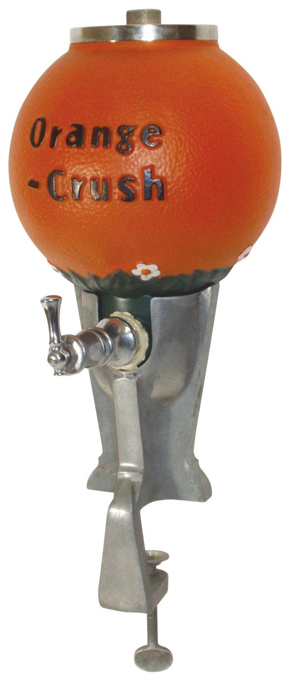 Syrup dispenser, OrangeCrush, 2pc metal clampon base, glass globe