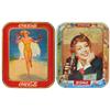 Image 1 : Coca-Cola serving trays (2), 1937 Swimsuit Girl, Good to VG cond w/some scratches & 1950's Menu Girl