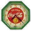 Image 1 : Coca-Cola neon clock, octagon, metal case w/reverse paint on glass face & metal dial, c.1941, Exc or