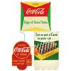 Image 1 : Coca-Cola bottle rack & case signs (3), c.1930's to 1950's, masonite case sign is one sided, other 2