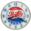 Image 1 : Pepsi-Cola clock, electric light up w/bottle cap graphics, mfgd by Pam Clock Co., glass dial, VG wor