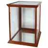 Image 1 : Showcase, small oak/glass counter case w/mirrored bottom, rear door, VG cond, 18"H x 16.5"W x 14"D.