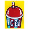 Image 1 : Icee sign, litho on metal w/colorful graphics, Exc cond, 26"H x 10"W.