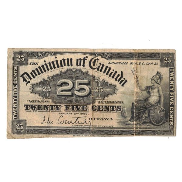 1900 Dominion of Canada - Twenty-Five Cent Note  Shin Plaster