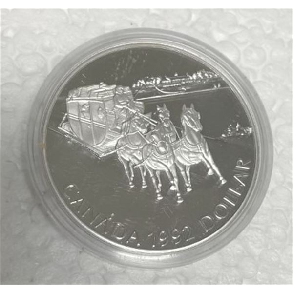 1992 Canadian Proof Silver Dollar Ice Stagecoach