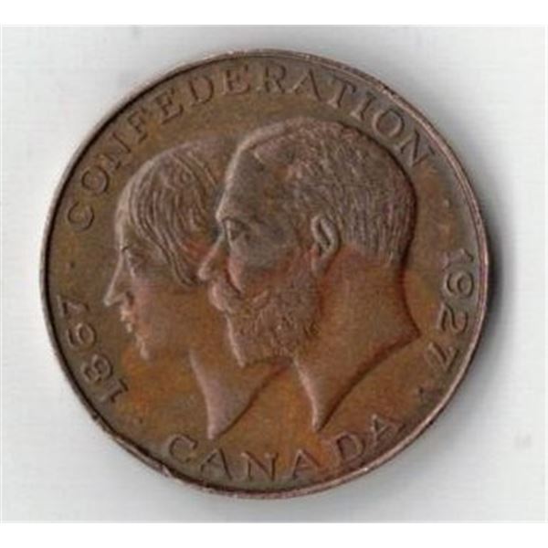 1927 Canadian Confederation Celebration Token. Bronze, 26 mm