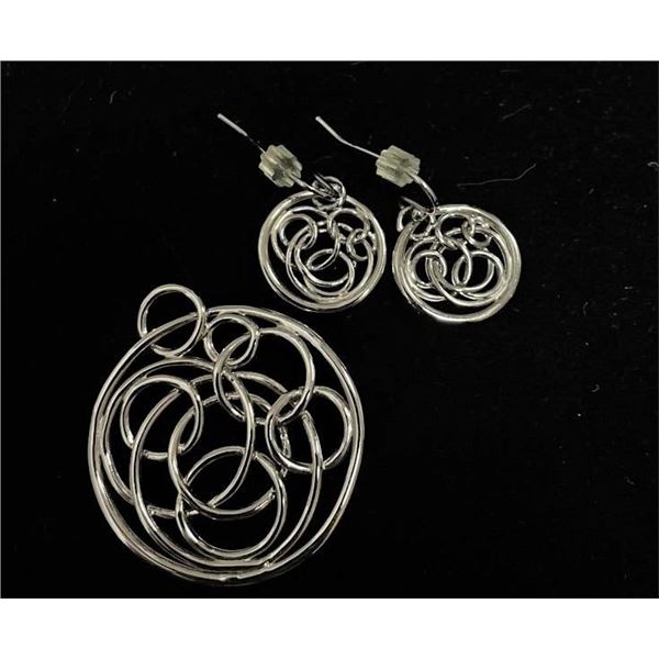 Lia Sophia Rhodium Earrings and Matching Penant
