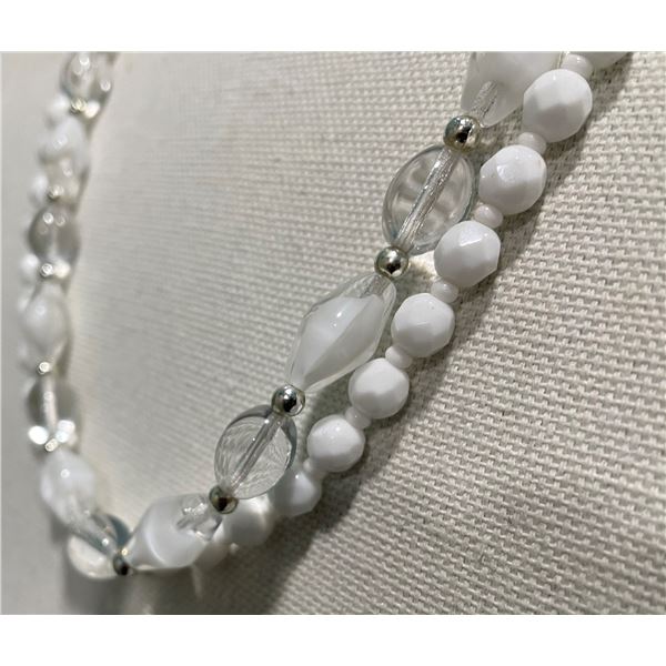 TWO White Glass Bead Chains