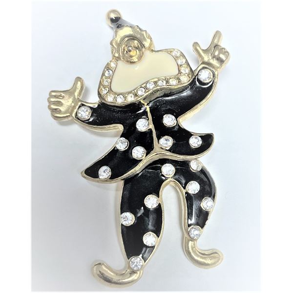Vintage Enamel Clown Brooch , The Legs Pivot