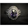 Image 1 : Silvertone Braided Ring with Purple Gemstone , Size 10.5
