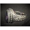 Image 2 : Silvertone Braided Ring with Purple Gemstone , Size 10.5