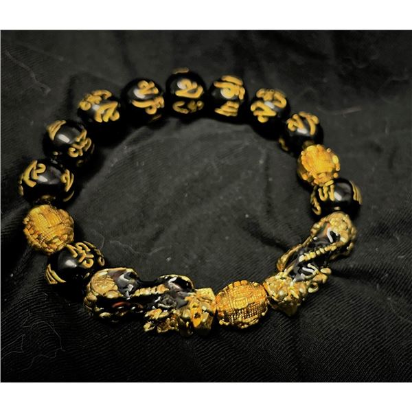 Black Obsidian Chinese Bracelet , Stretches