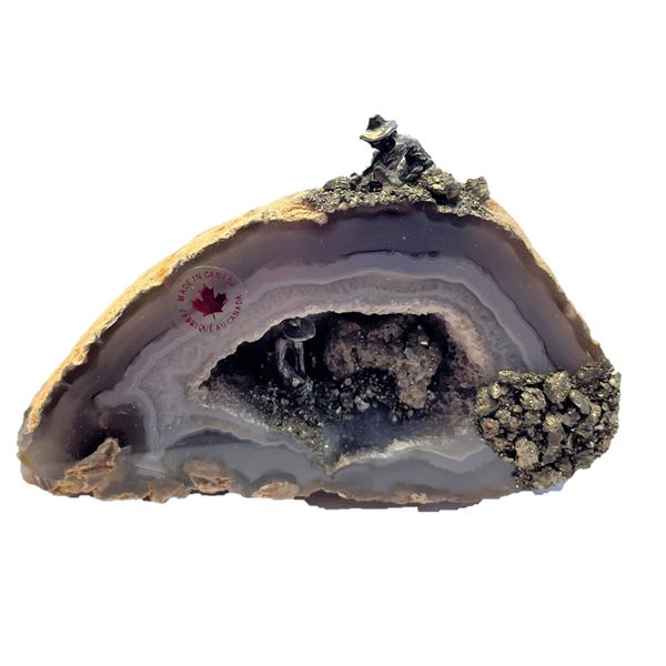 Miners in Geode,  TWO Miners , Mineral Scene