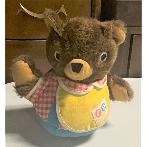 Vintage Fisher Price Bear Rolly Polly Stuffed plush Musical rattle