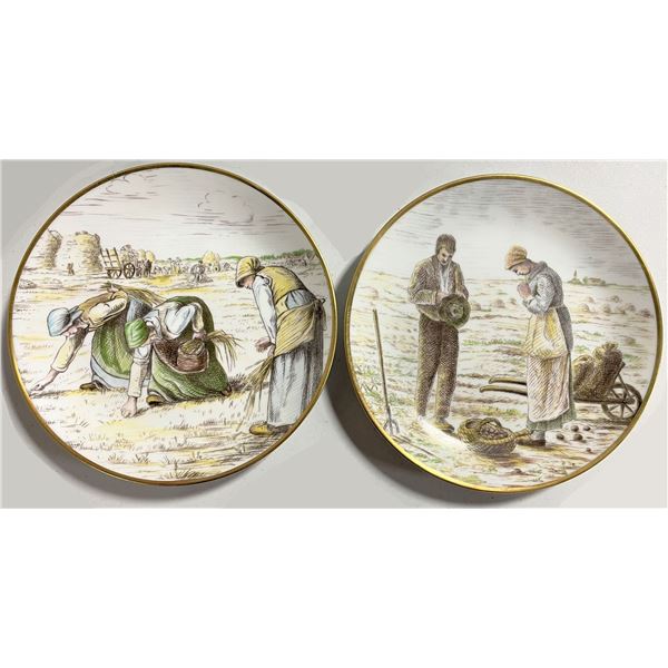 Two Decorative Plates , The Gleaners and The Angelus Prayer