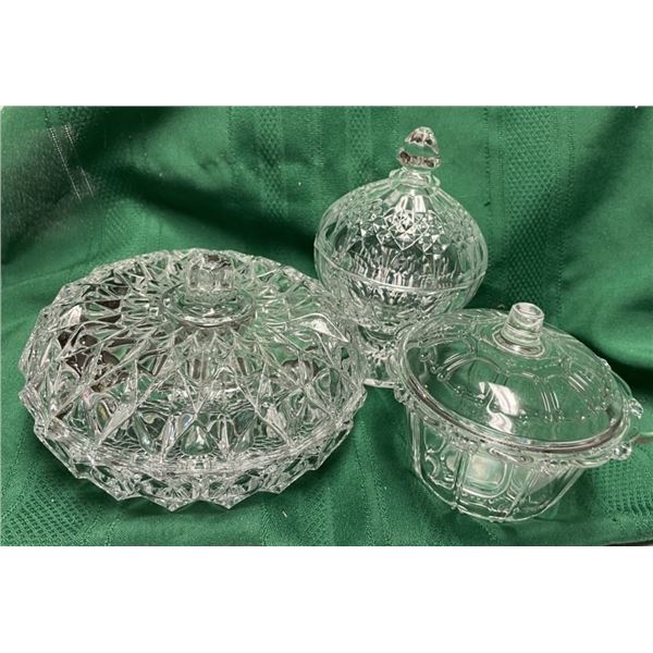 Crystal , Three dishes with lids