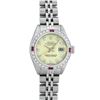 Image 2 : Rolex Ladies Stainless Steel Yellow Diamond & Ruby 26MM Datejust Wristwatch