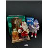Image 1 : Lot of 2 Christmas Decorations. Fibre Optic Snowman and Story Teller Santa With Cassette Player