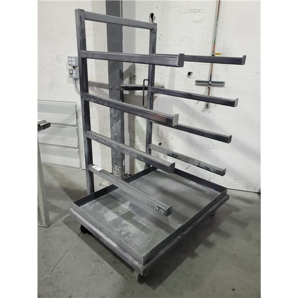 ROLLING METAL MATERIAL RACK - APPROX. 4 1/2FT X 3FT X 6FT TALL