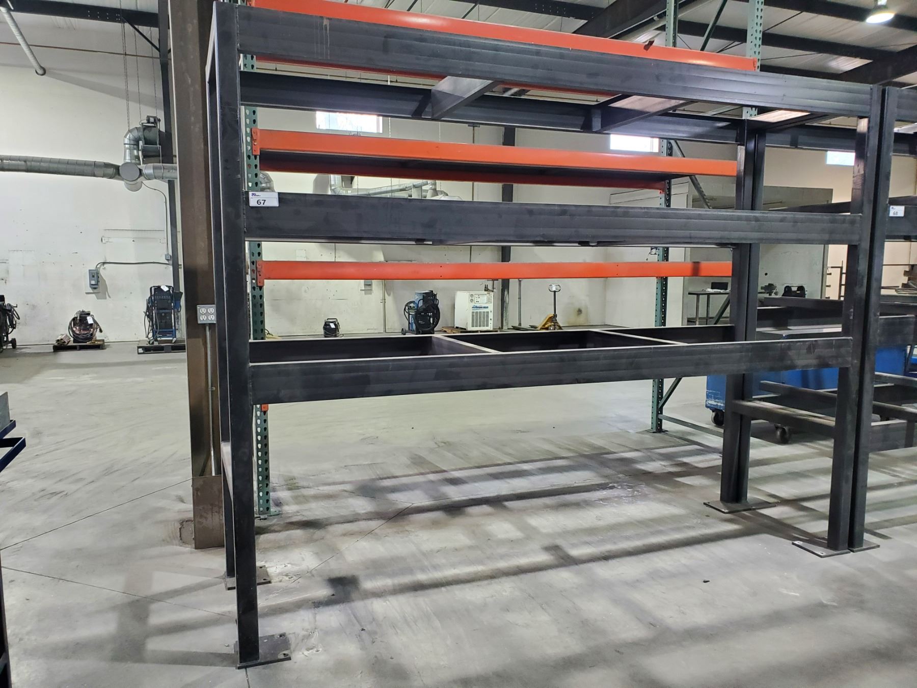 HEAVY STEEL MATERIAL STORAGE RACK UNIT APPROX. 8FT X 10 1/2FT X 3FT