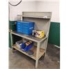 Image 1 : HEAVY STEEL WORK TABLE WITH BACK BOARD & SHELF- APPROX. 4' ACROSS X 2' DEEP X 5 1/2' HIGH