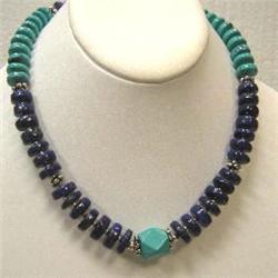 385 CTS LAPIS LAZULI AND STABILIZED TURQUOISE NECKLACE - 18 INCHES
