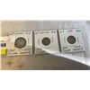 Image 1 : 3 VINTAGE LOW MINTAGE GEORGE V COINS - 1913 QUARTER, 1913 AND 1914 DIMES .925 SILVER