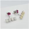 Image 4 : STERLING SILVER NATURAL OPAL (3.76CTS) & NATURAL ENHANCED RUBY (0.96CTS) EARRINGS, W/A $900.00