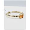 Image 1 : 10KT. YELLOW GOLD 5.1MM X 3.2MM NATURAL ORANGE SAPPHIRE RING, RETAIL $1000.00, SIZE 6